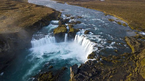 High angle view of waterfall