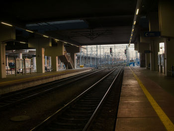 Empty railroad station platform