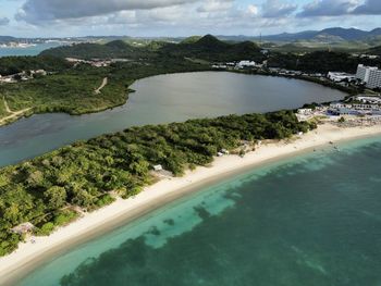 High angle view of sea against sky