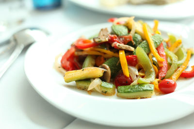 Close-up of meal served in plate