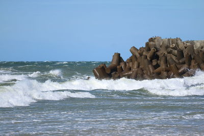 Scenic view of sea against clear sky