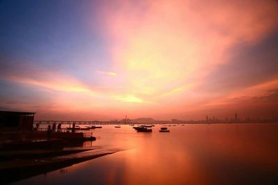 Scenic view of sea during sunset