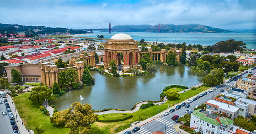 High angle view of buildings in city