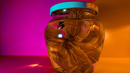 Close-up of glass jar