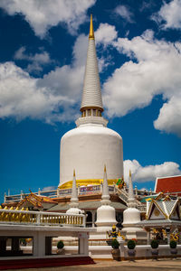 Low angle view of pagoda against sky