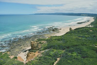 High angle view of beach against sky