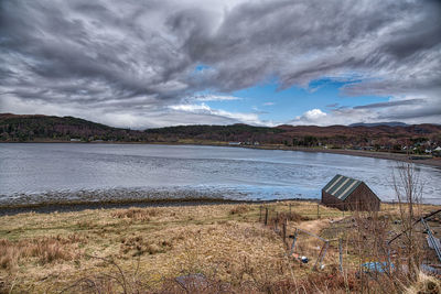 Scenic view of lake against sky