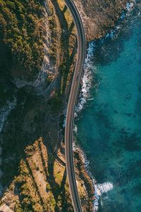 Aerial view of bridge over sea