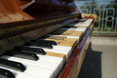 Close-up of piano keys