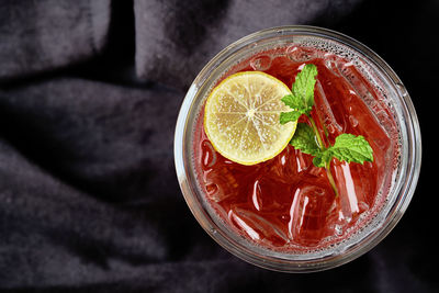 Close-up of fruits in glass