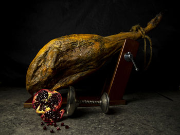 High angle view of food on table