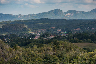 Scenic view of landscape against cloudy sky