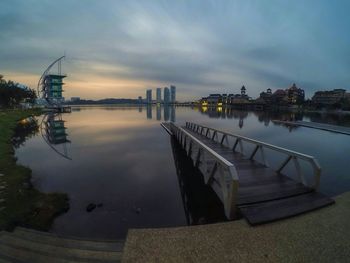 View of river against cloudy sky