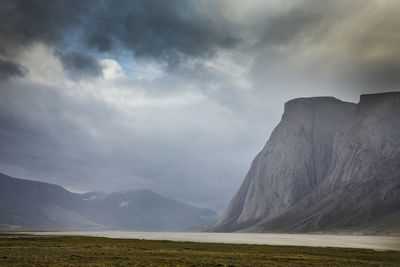 Stormy weather in akshayak pass, baffin island, canada.