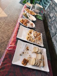 High angle view of food on table