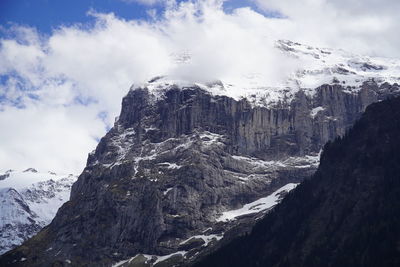 Panoramic view of snowcapped mountains against sky