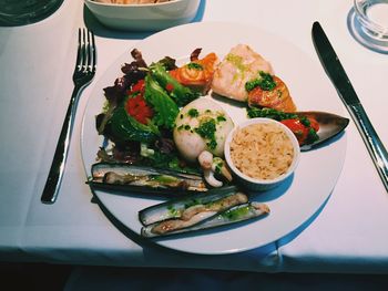 Close-up of food in plate on table