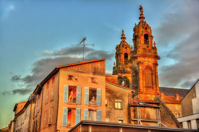 Low angle view of buildings against sky