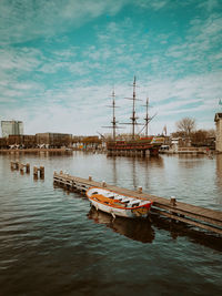 Boats in harbor