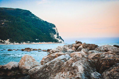 Scenic view of sea against clear sky