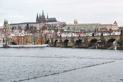 Charles bridge on vltava river in prague, czech republic