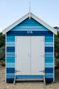 Blue door of building