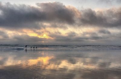 Scenic view of sea against cloudy sky