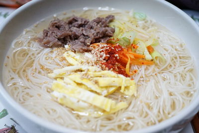 Close-up of served food in plate