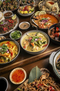 High angle view of food on table