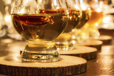 Close-up of wine glass on table