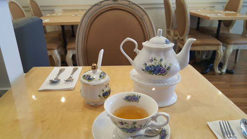 Close-up of tea served on table