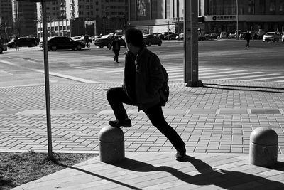 People walking on city street