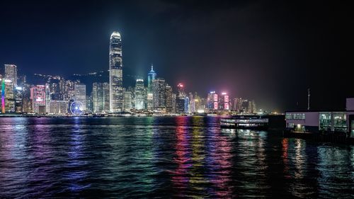 Illuminated cityscape at night