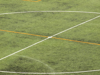 High angle view of soccer field