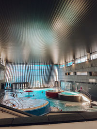 Boats moored in swimming pool