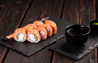 High angle view of food on table