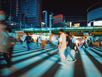 People walking on city street