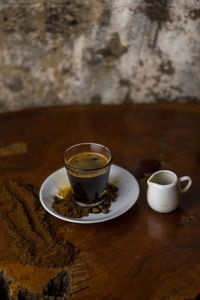 Coffee cup on table