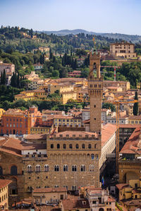 High angle view of townscape against sky