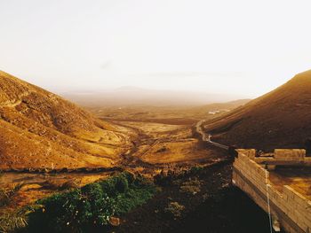 High angle view of landscape against clear sky