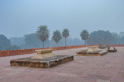 Graveyards at humayun tomb at morning from unique perspective