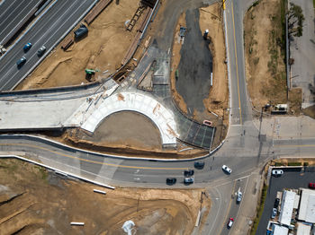 High angle view of cars moving on road