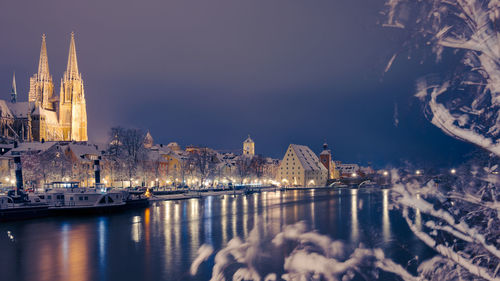 Illuminated city at night