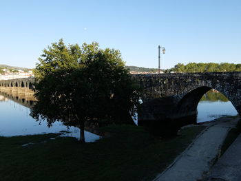 Bridge over river against clear sky