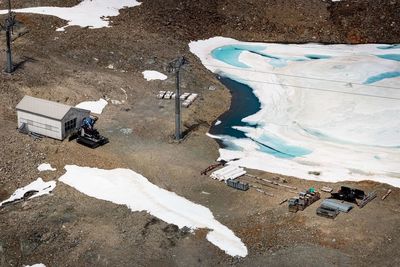 High angle view of construction site during winter