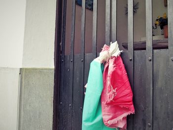 Italian flag tied on chapel door