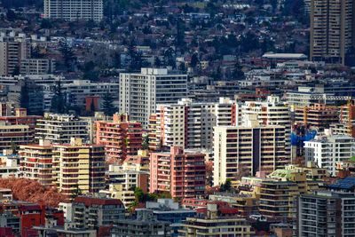 High angle view of buildings in city