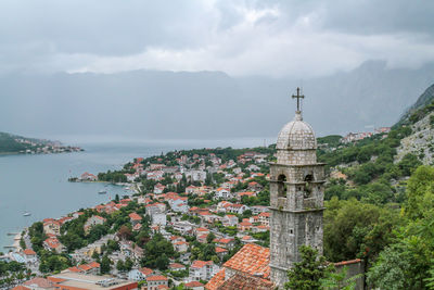 Church by sea in town