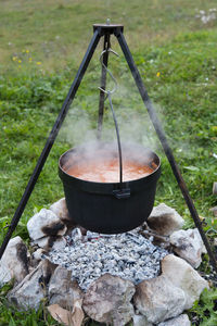 Close-up of fire hydrant on rock