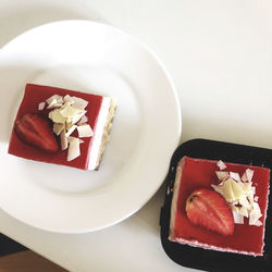 High angle view of breakfast served in plate